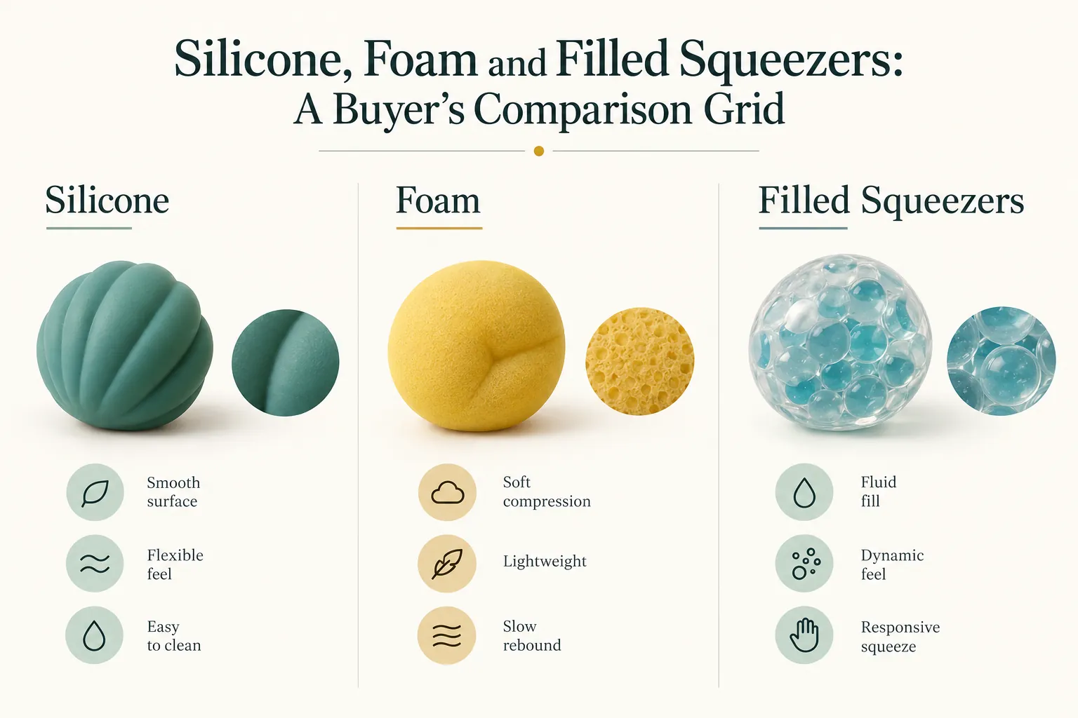 Explanatory diagram for Silicone, Foam and Filled Squeezers: A Buyer's Comparison Grid