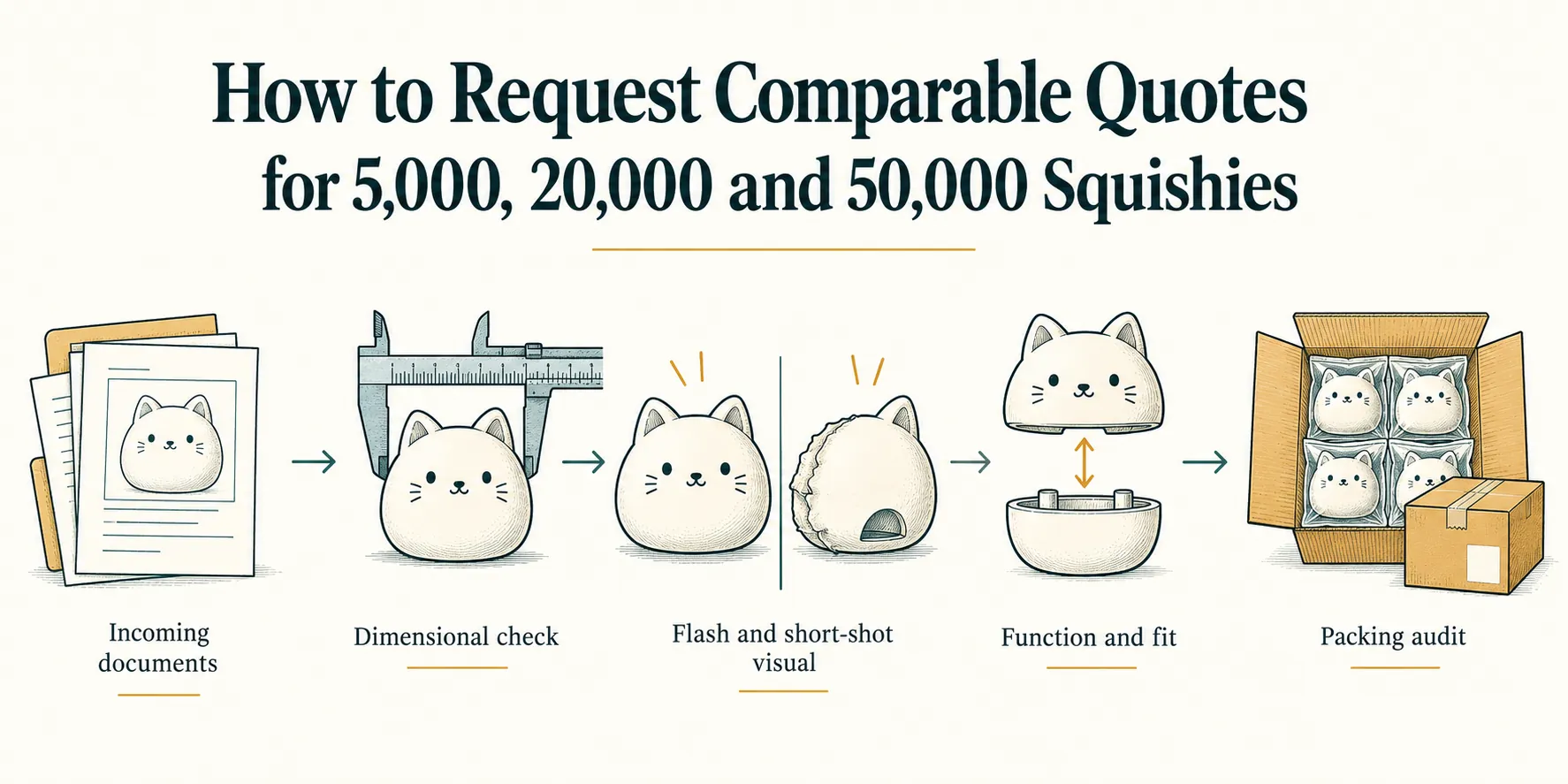 Explanatory diagram for How to Request Comparable Quotes for 5,000, 20,000 and 50,000 Squishies