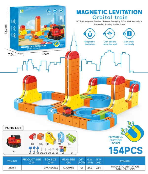 Magnetic Car Track Construction Kit, 150 Pieces