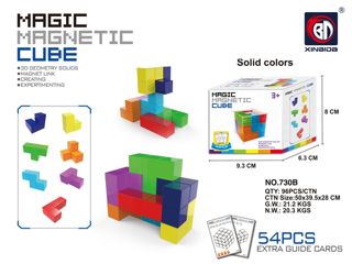 Transparent Magnetic Cube, 7 Pieces & 54 Cards