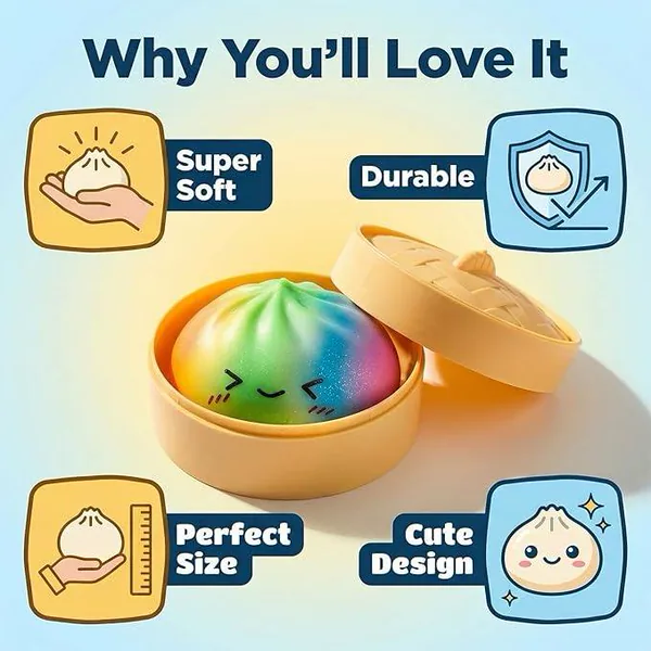 Color Dumpling Squishies with Steamer Box — SST345596