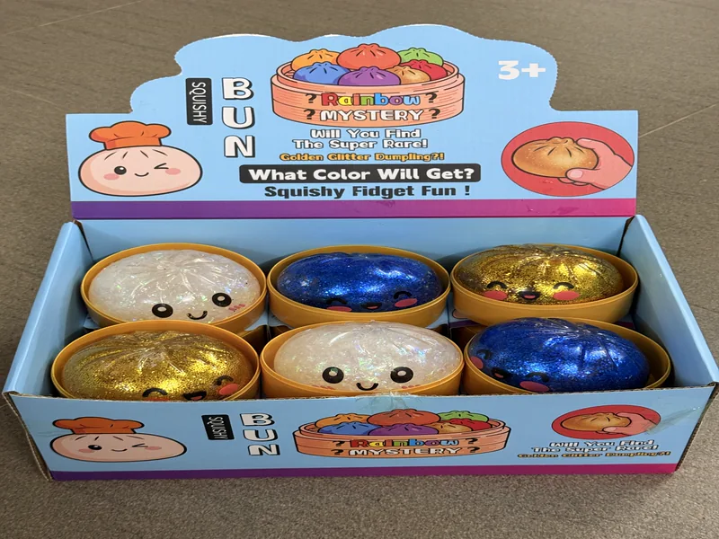 Smiling Bun Squishy with Glitter Gelatin Fill