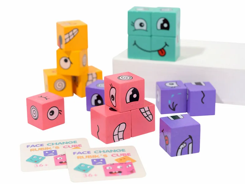 Wooden Face-Matching Puzzle Block Game — SST280236