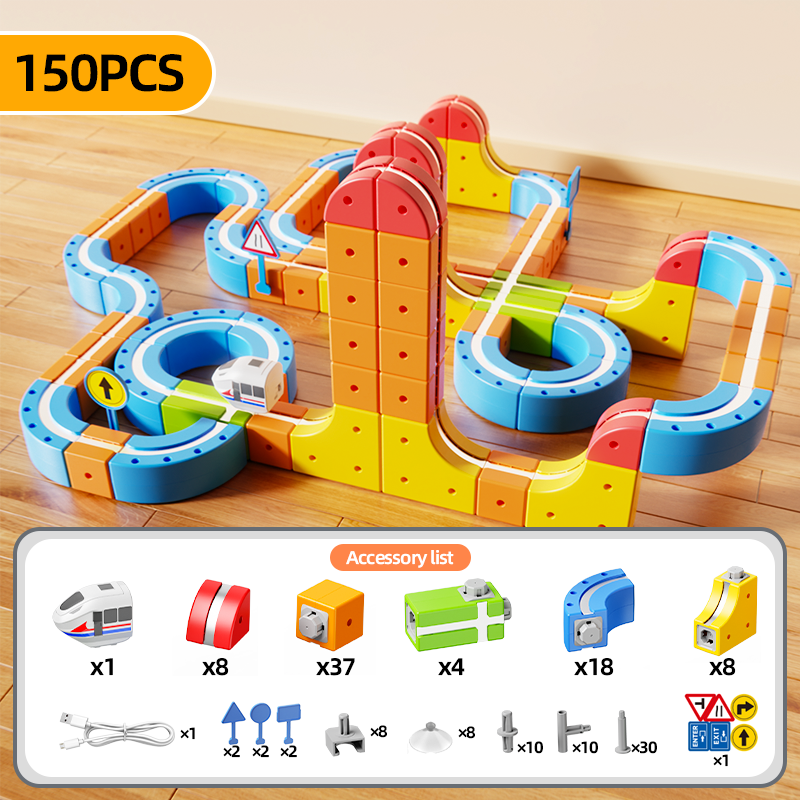 Magnetic Car Track Construction Kit, 150 Pieces — SST341936
